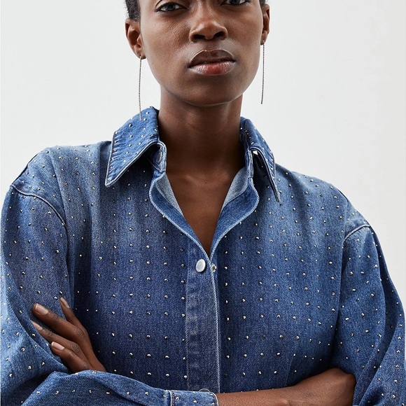 Karen Millen Embellished Denim Shirt - Picture 1 of 13